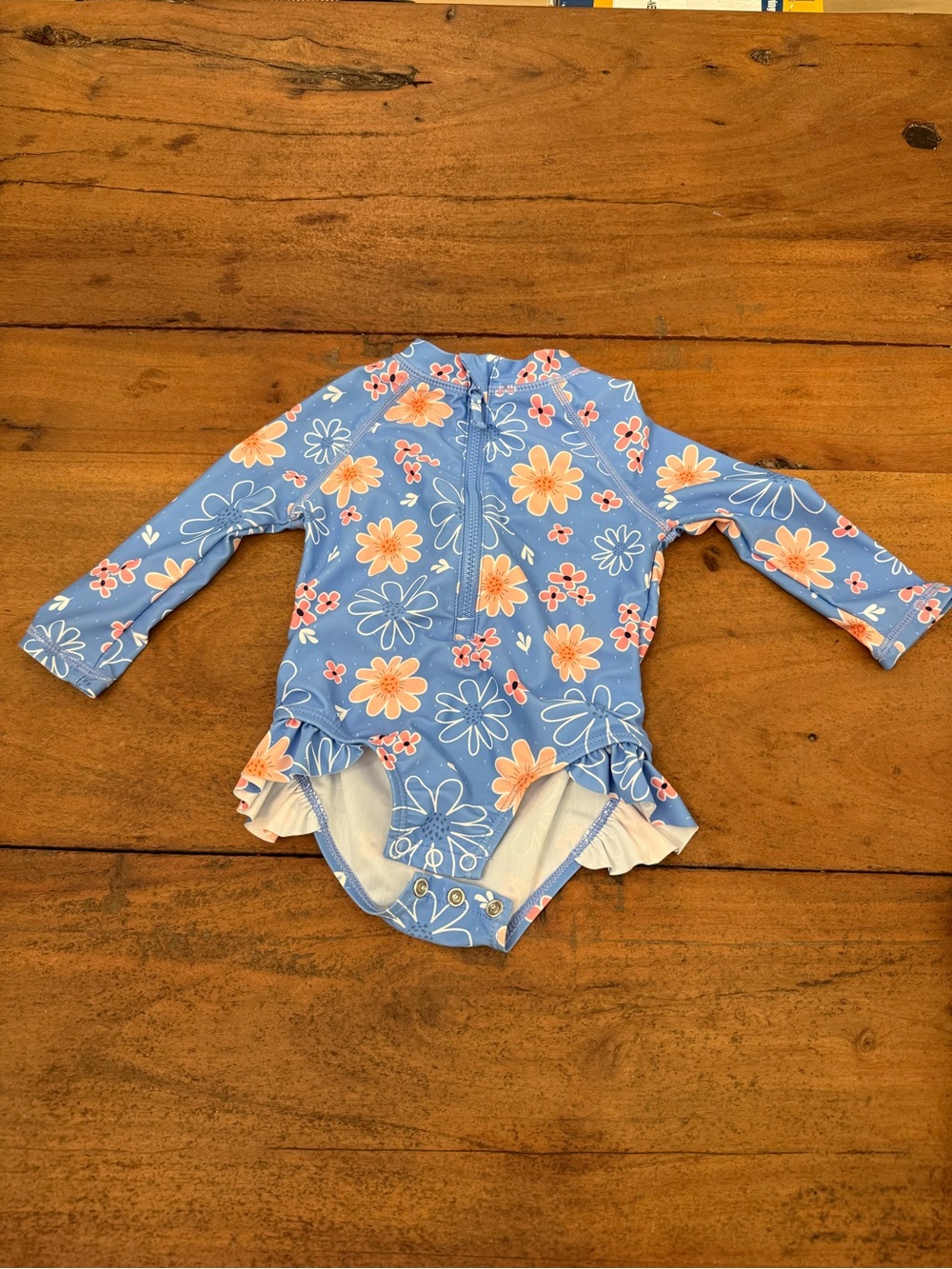 & Other Stories Blue Floral Long-Sleeve Rashguard Swimsuit